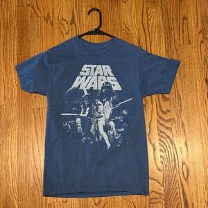 Star Wars Vintage Graphic Tee - Blue with White Print, Size Small